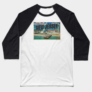 Greetings from New Jersey - Vintage Travel Postcard Design Baseball T-Shirt